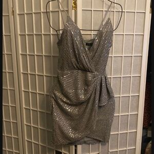 Glamorous Silver Sequin Mini Dress